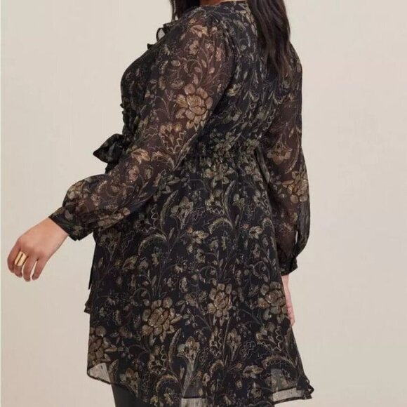 Y2K Torrid Babydoll Top Size 1X Tunic Faux Wrap Whimsigoth Fairy Grunge Witchy - Picture 12 of 12